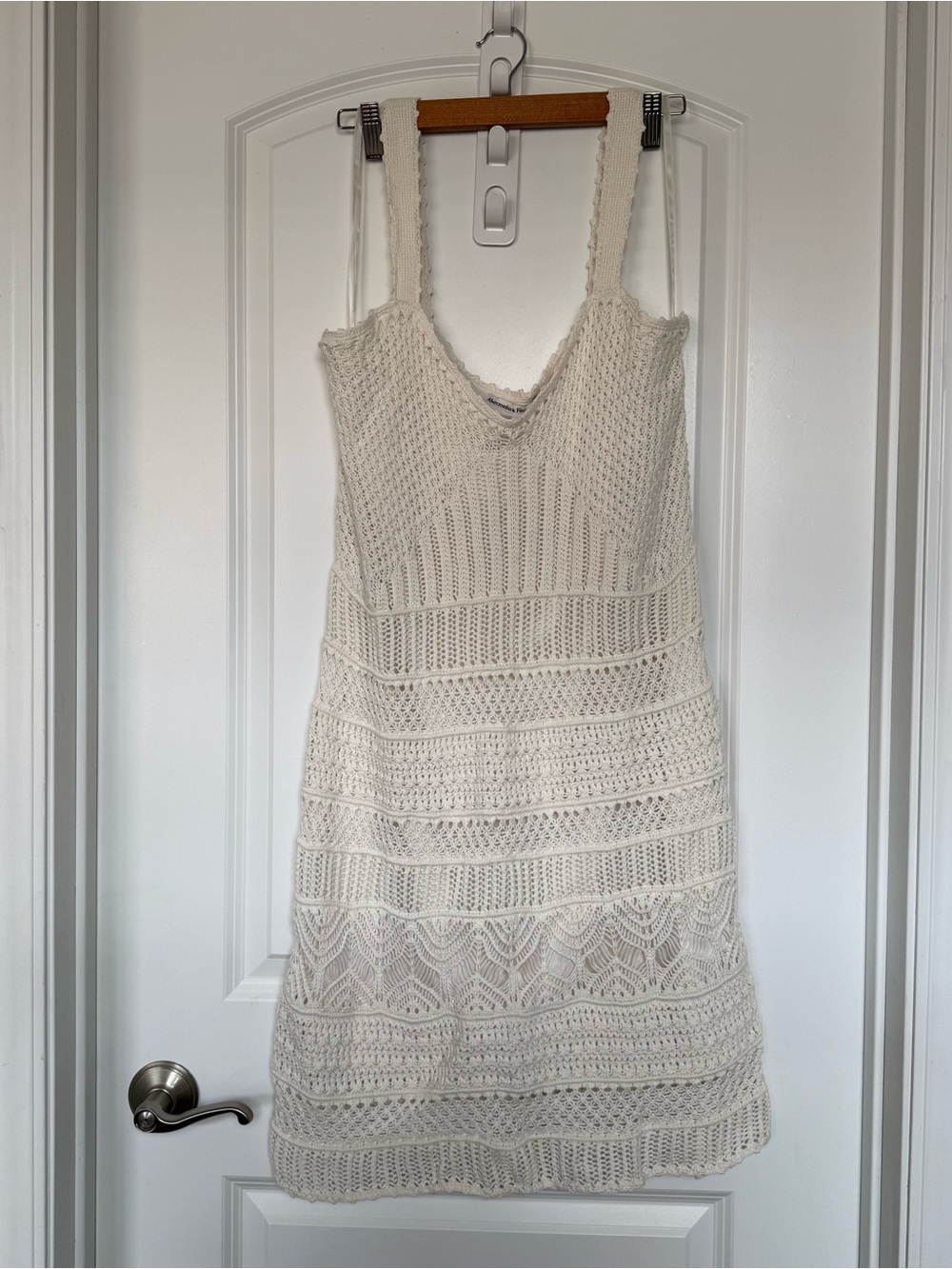 Abercrombie & Fitch Ivory Crochet Knit Mini Dress